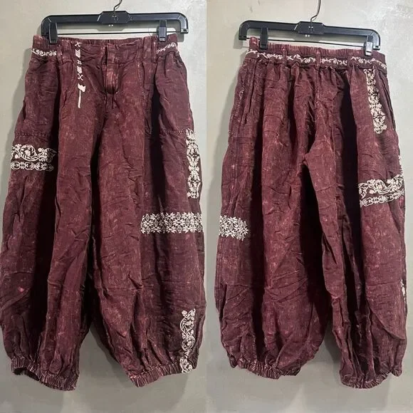 Anthropologie Embroidered Parachute Pants - Picture 5 of 9